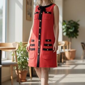 Moschino Cheap & Chic Salmon Wool Boucle Dress